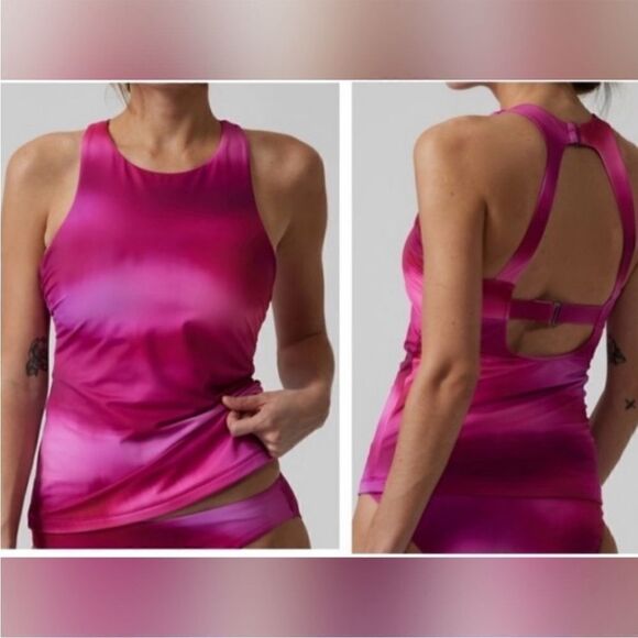 NWOT Athleta Maldives Bra Cup 34 B/C Pink/Magenta Tankini Swim Top! ❤️ - Picture 5 of 9